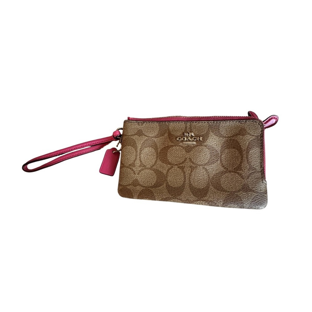 Coach Brown and Pink Clutch Wristlet